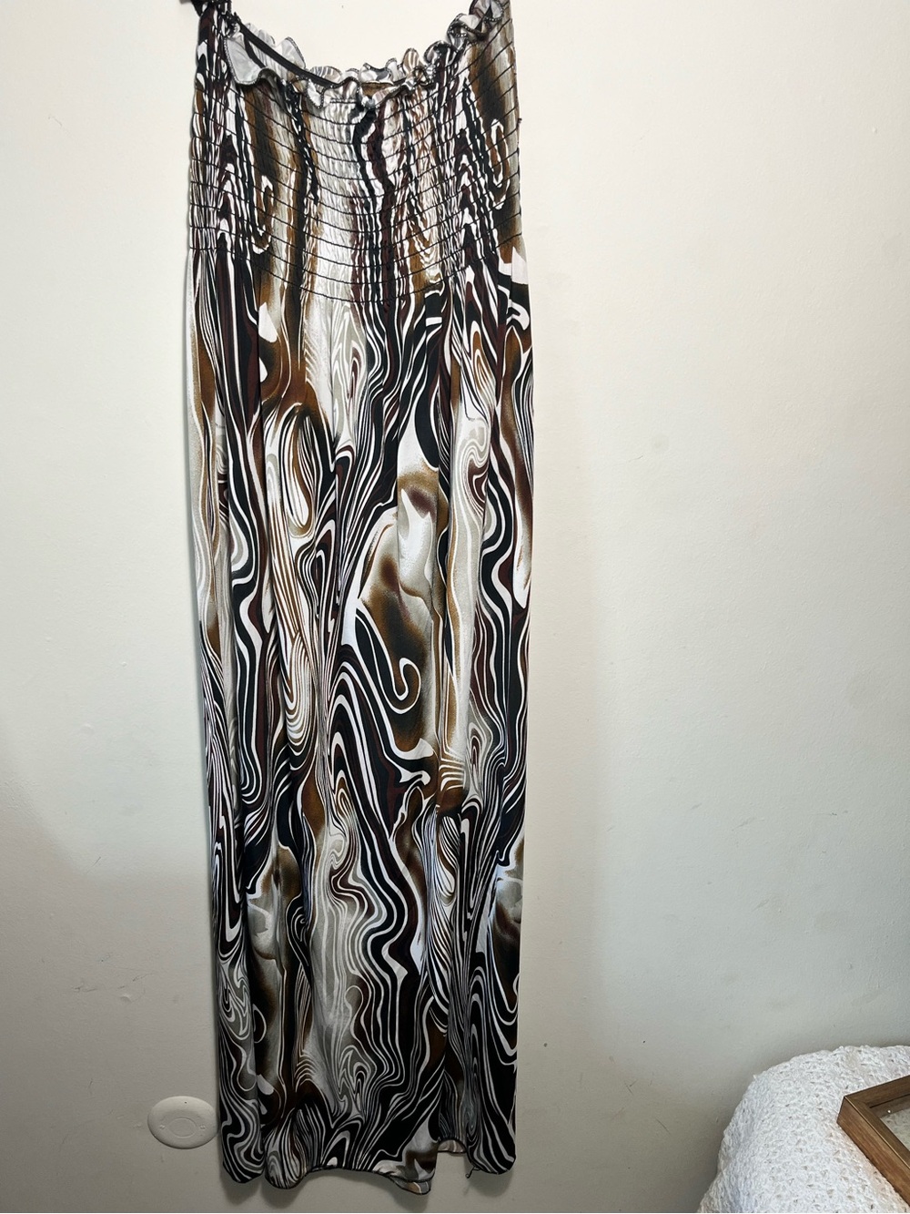 Maxi Dress with Brown & Black Swirl Print